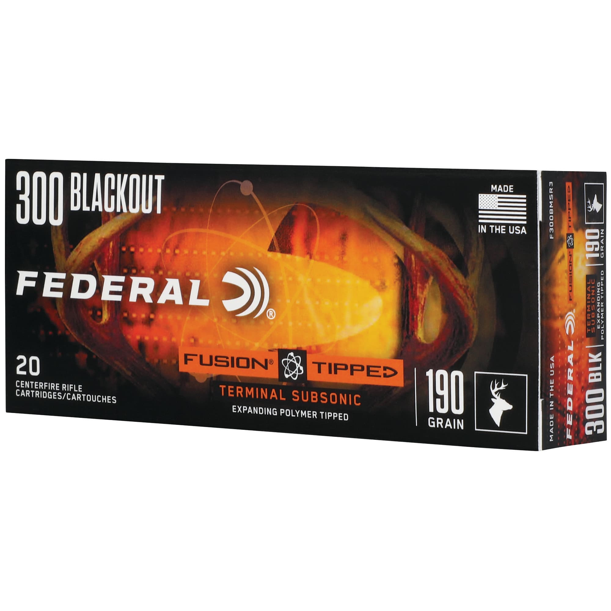 Federal Fusion Rifle Ammo 300 BLK 190 gr. Subsonic Expanding 20 rd.