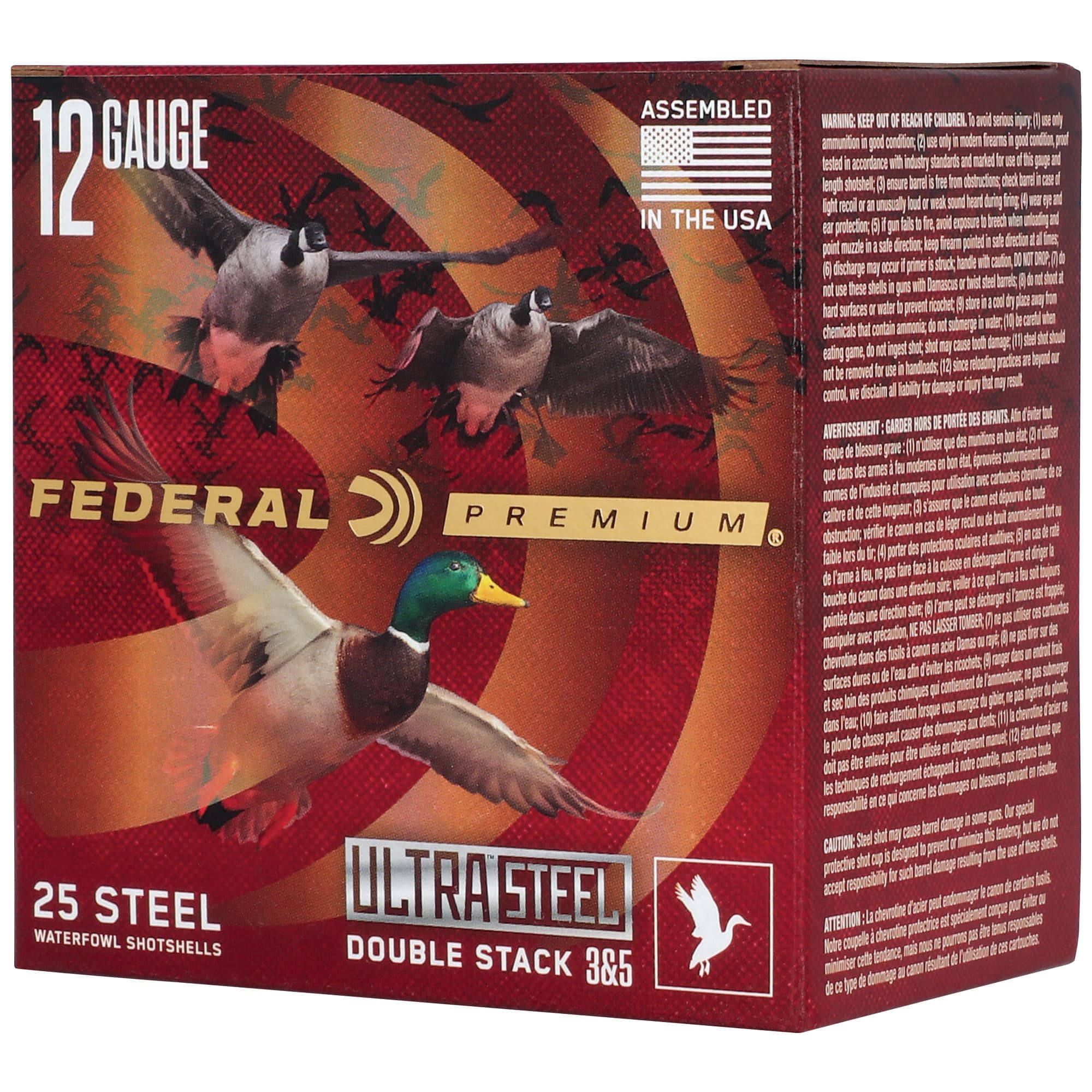 Federal Ultra Steel 12 Gauge Steel Shot 1 1/4 Ounce #3 and #5 25 Rounds