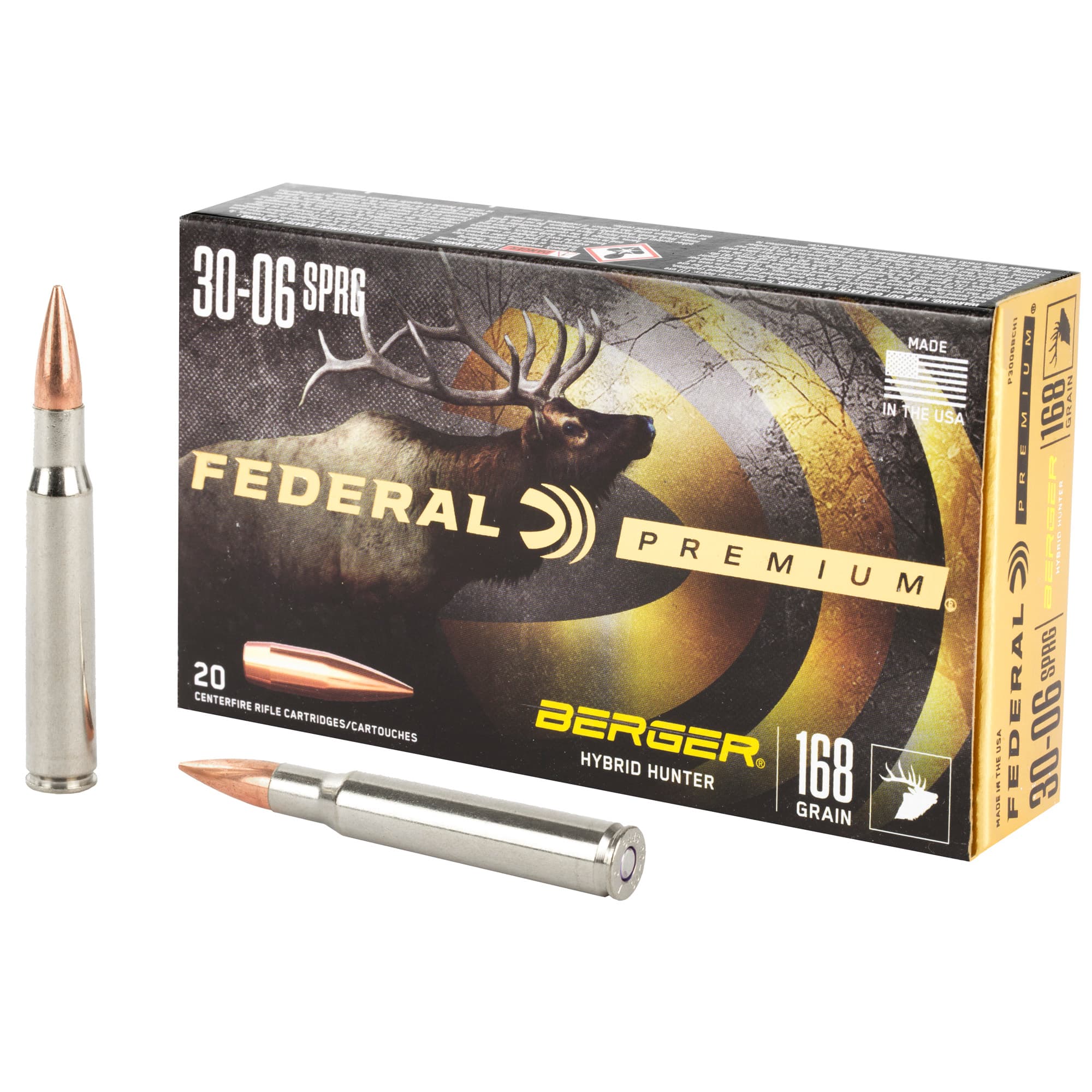 Federal Premium Berger Hybrid Hunter 30-06 Springfield 168 Grain 20 Rounds