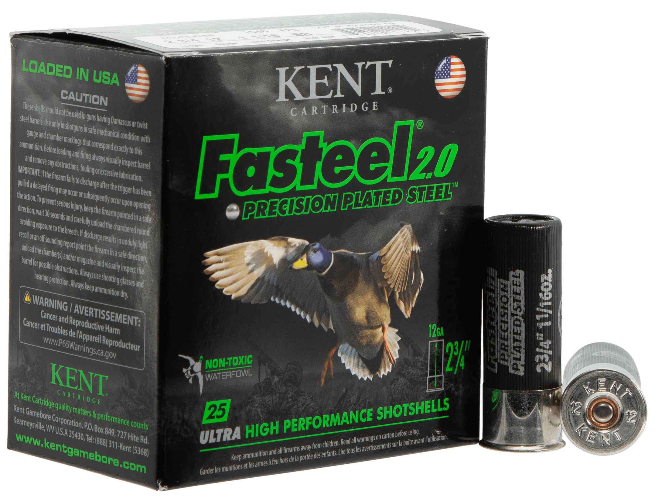 Kent Fasteel 2.0 Precision Plated Steel Load 12 ga. 2.75 in. 1 1/16 oz. BB Shot 25 rd.