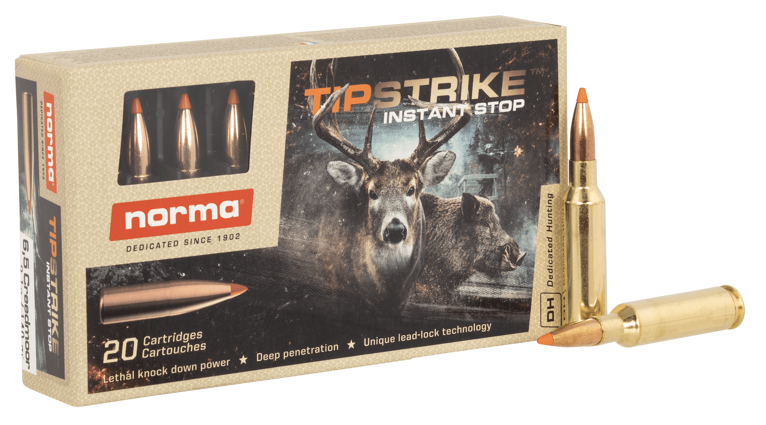 Norma Ammunition 20166512 Dedicated Hunting Tipstrike 6.5Creedmoor 140gr 20 Rounds