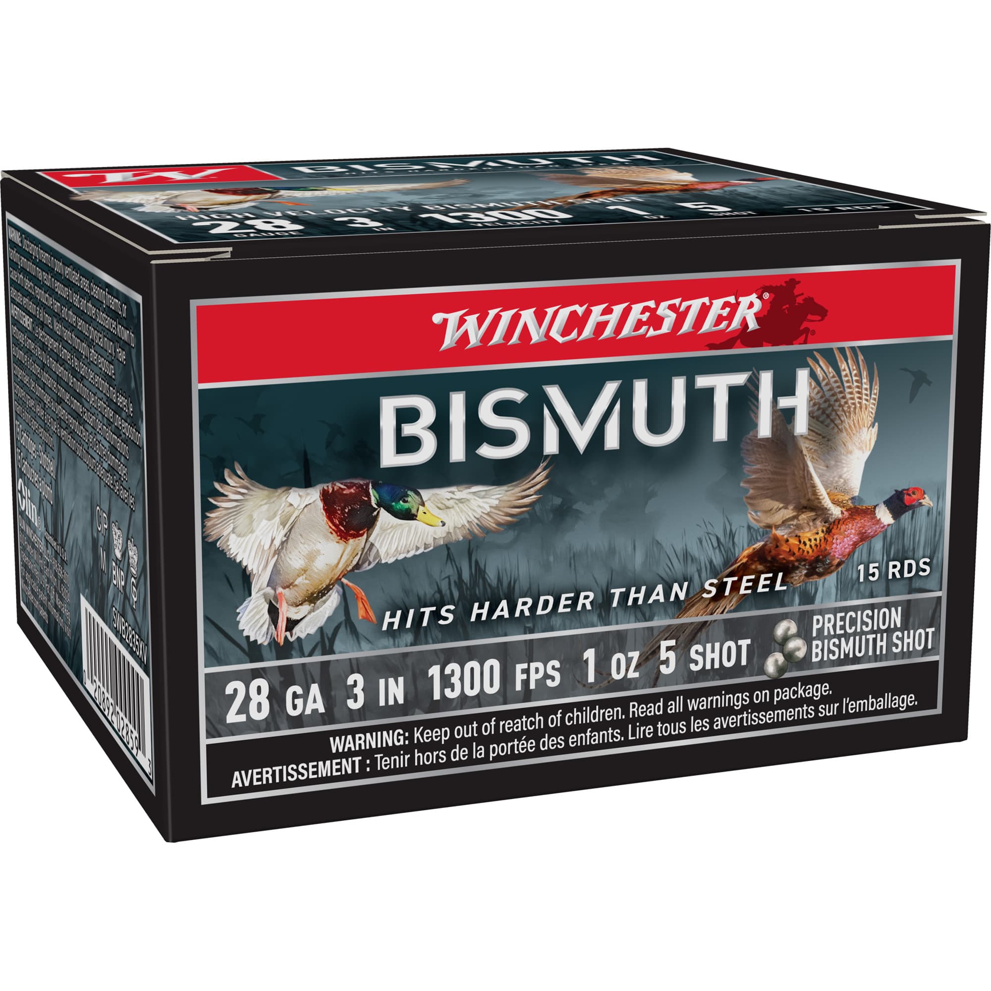 Winchester SWB Series 28 Gauge Waterfowl Shot Bismuth 1 oz 5 Shot 15 Rounds