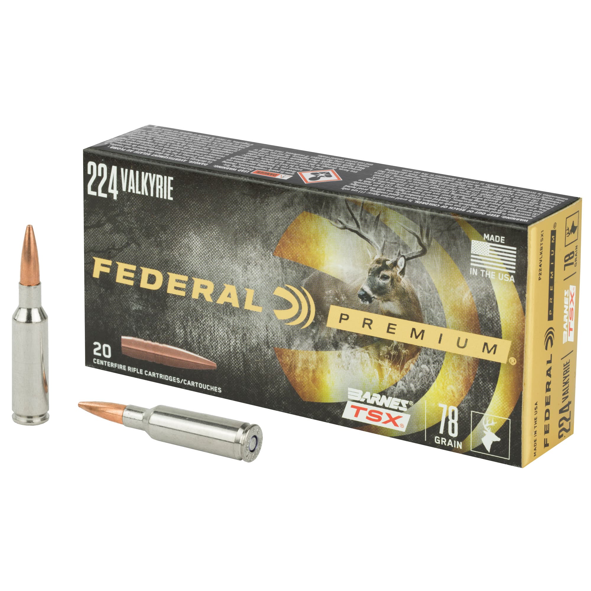 Federal Premium 224 Valkyrie Barnes TSX 78 Grain 20 Rounds