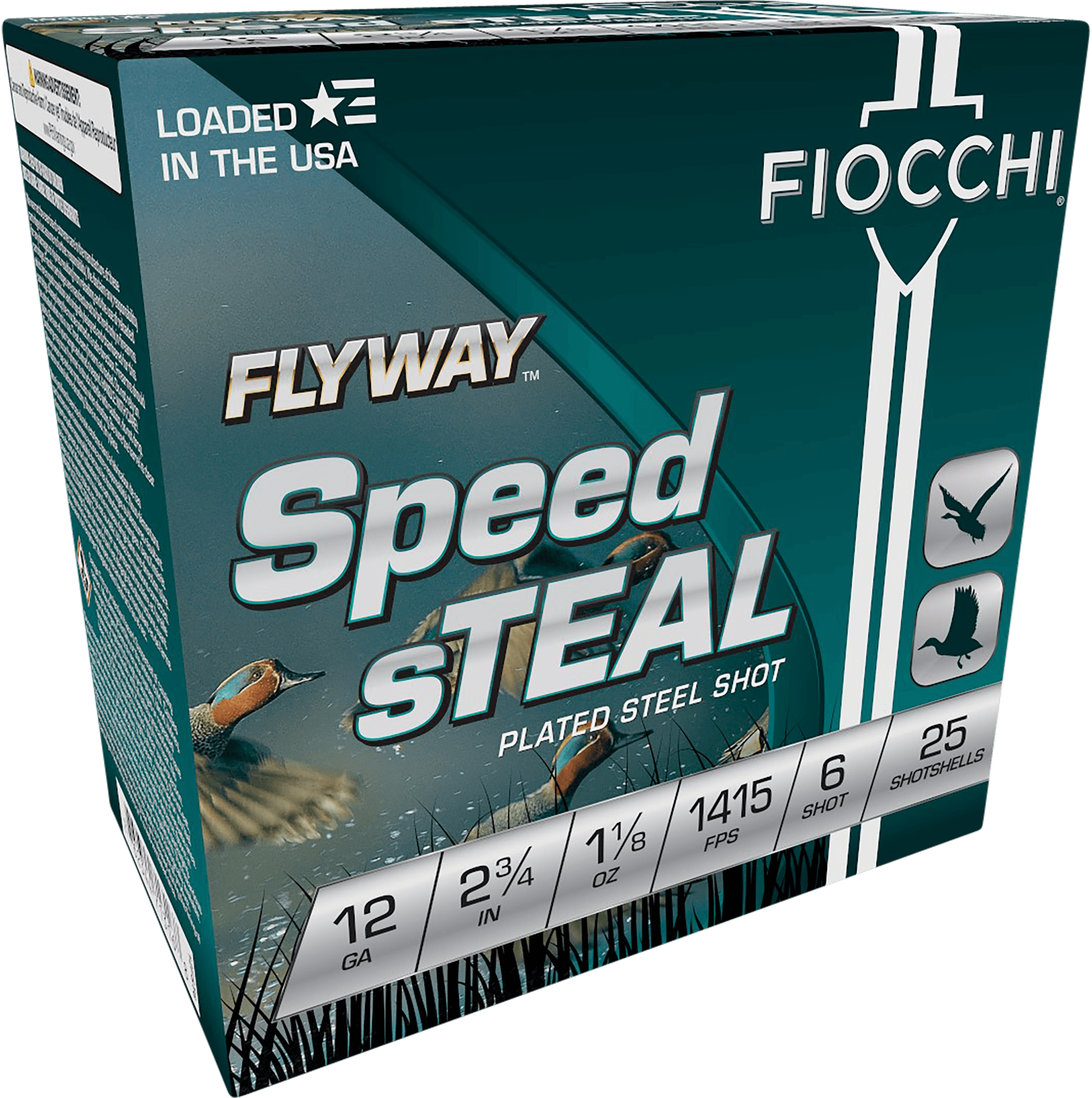 Fiocchi Flyway Speed Teal 12 Gauge High Speed Steel one and one eighth ounce 25 Rounds