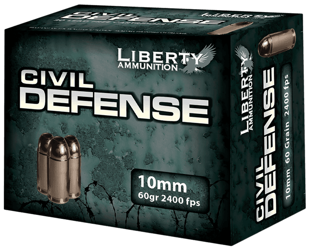 Liberty Ammunition LACD10032 Civil Defense 10mmAuto 60gr Lead Free Fragmenting Hollow Point 20 Rounds