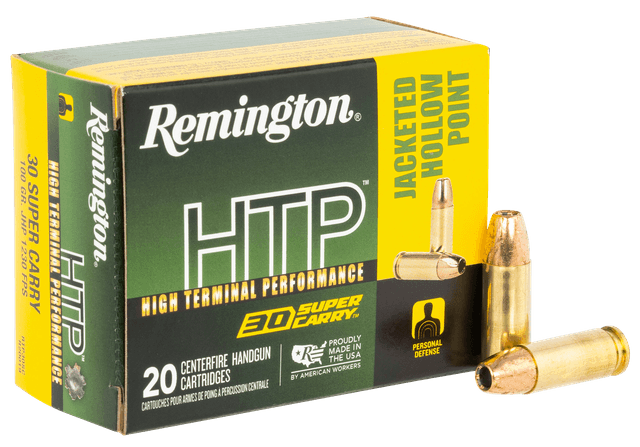 Remington HTP Handgun Ammo 30 Super Carry Jacketed Hollow Point 100 Grain 20 Rounds
