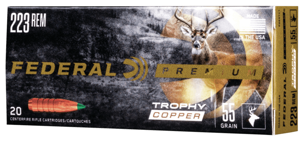 Federal Premium Trophy Copper 223 Remington Copper Polymer-Tipped 55 Grain 20 Rounds