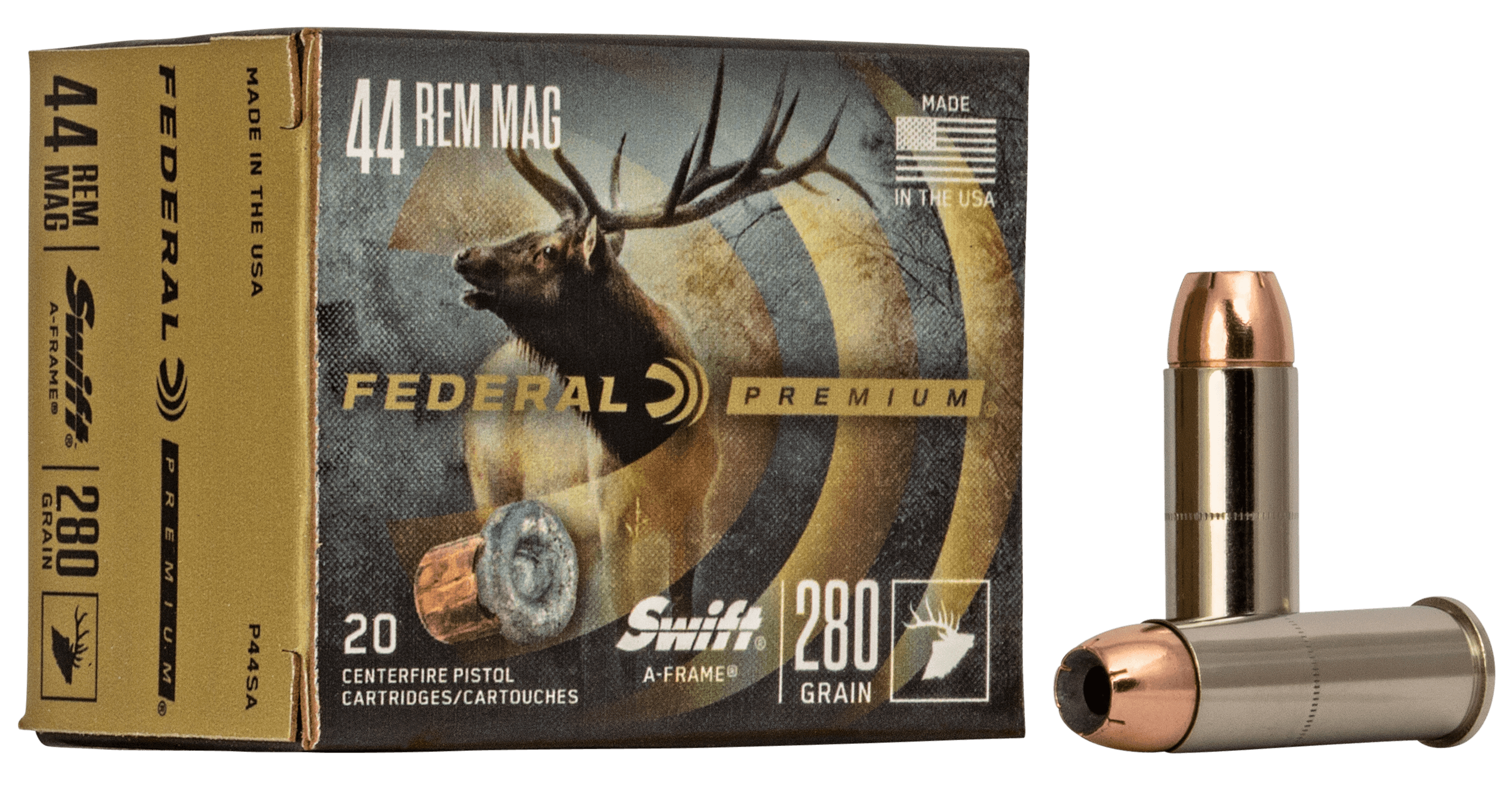 Federal P44SA Premium 44 Remington Magnum Swift A Frame 280 Grain 20 Rounds