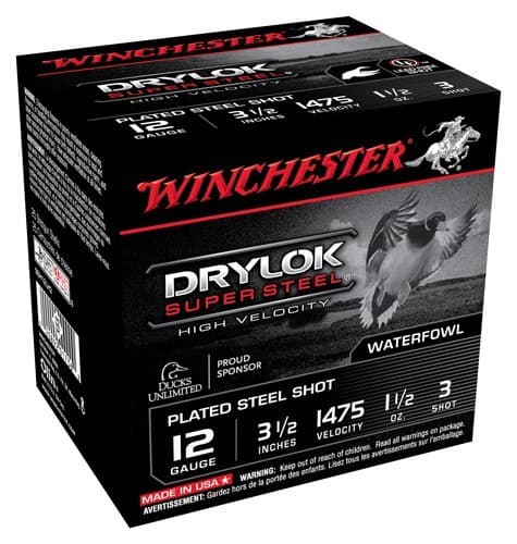 Winchester DryLok Super Steel High Velocity 12 Gauge Steel Shot 1 1/2 ounce 25 Rounds