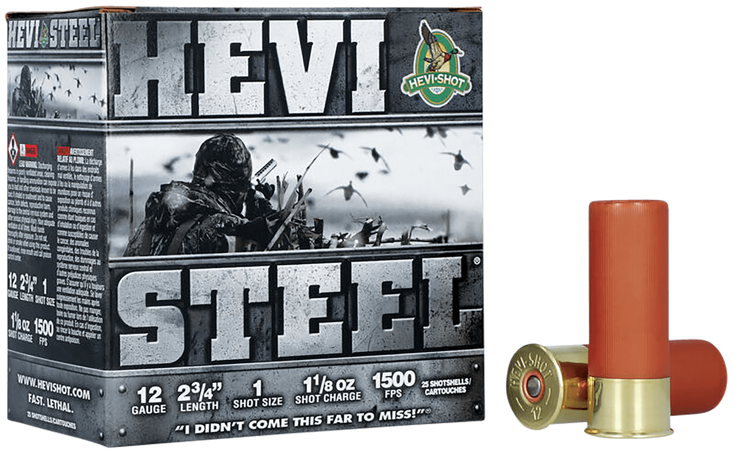 HEVI-Shot HS61221 HEVI-Steel 12Gauge 2.75" 1 1/8oz 1Shot 25 Rounds