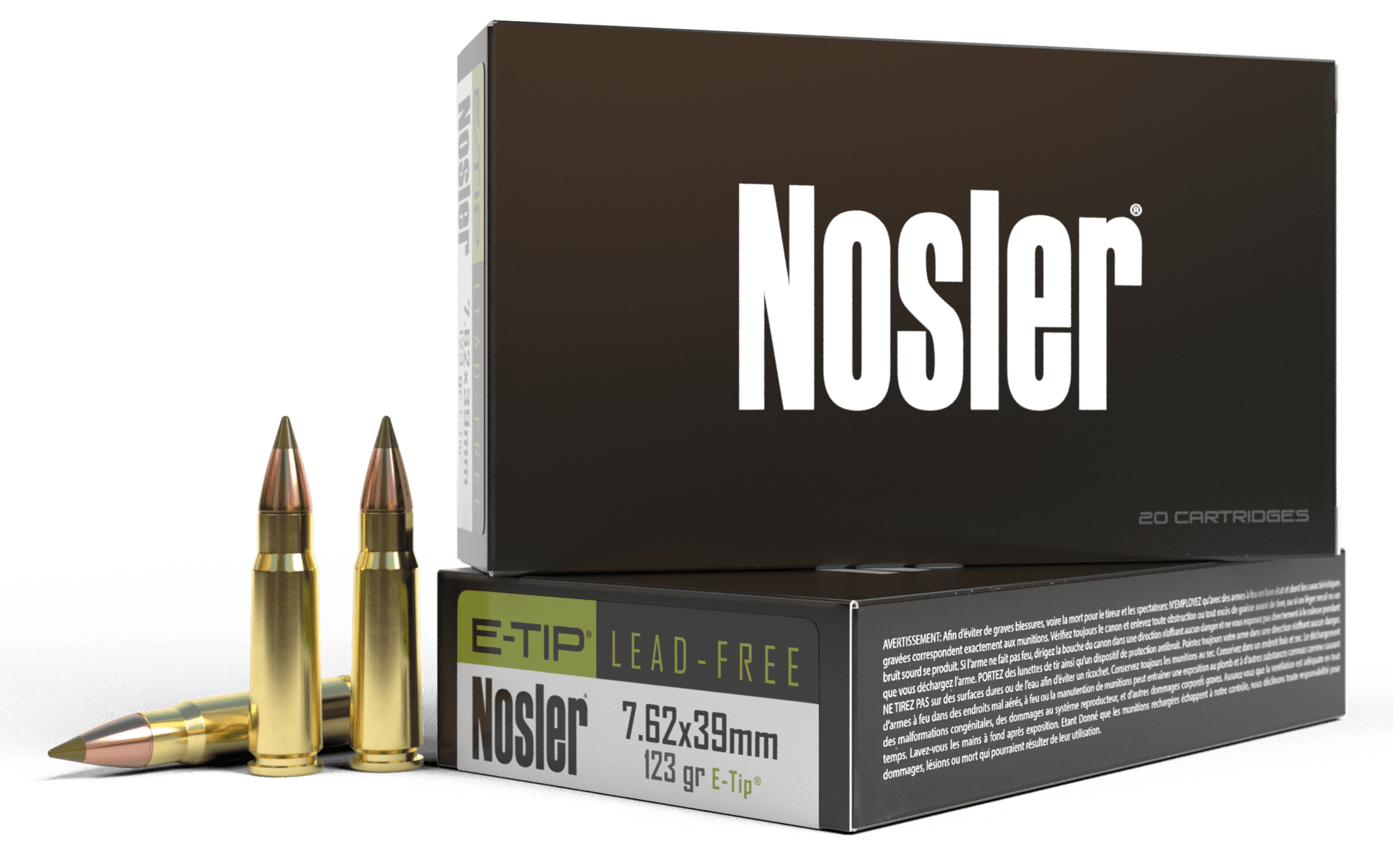 Nosler Expansion Tip 7.62x39mm E Tip Soft Point 123 Grain 20 Rounds