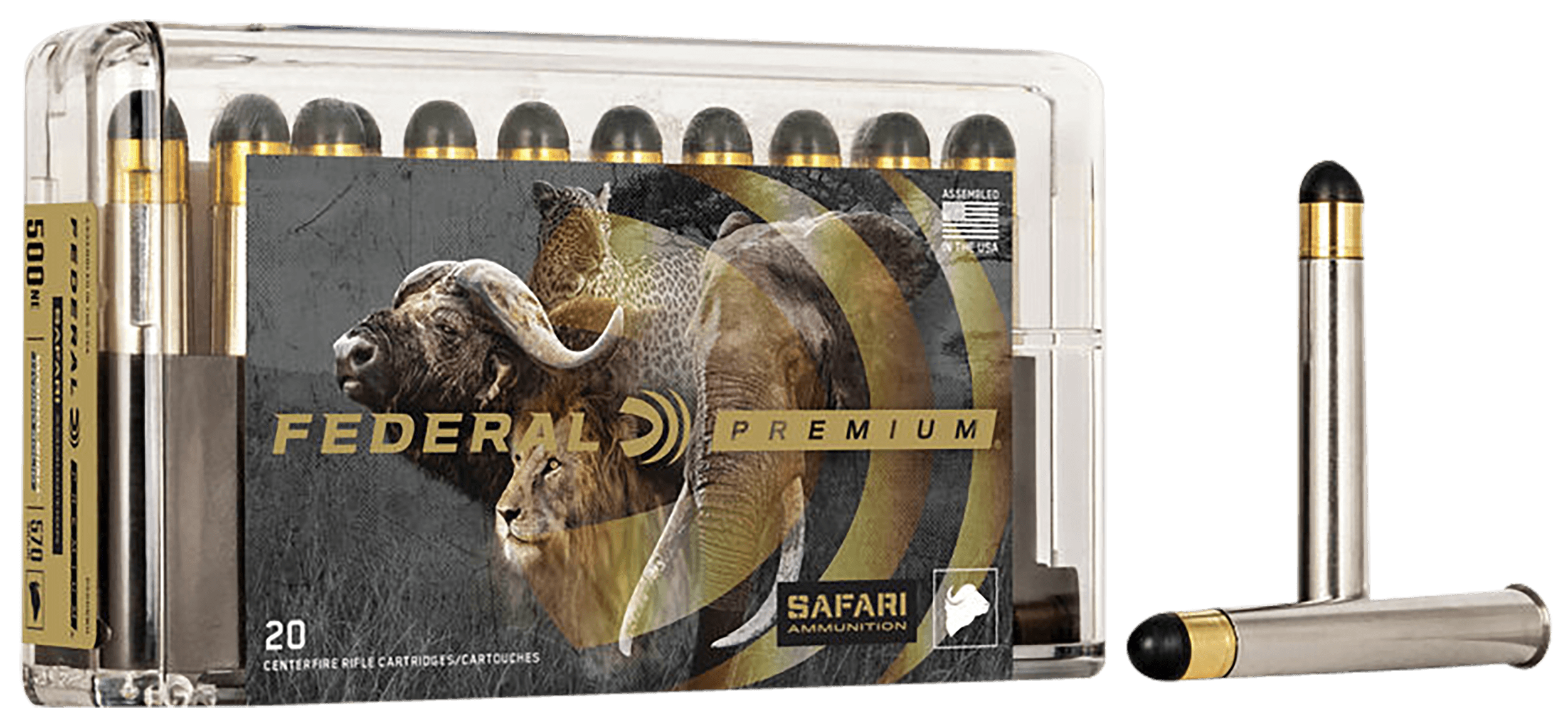 Federal Premium Cape-Shok 500 Nitro Express Woodleigh Hydro Solid 570 Grain 20 Rounds