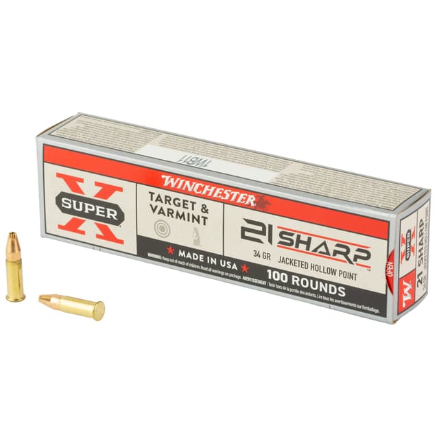 Winchester Super X 21 Sharp Jacketed Hollow Point 34 Grain 100 Rounds