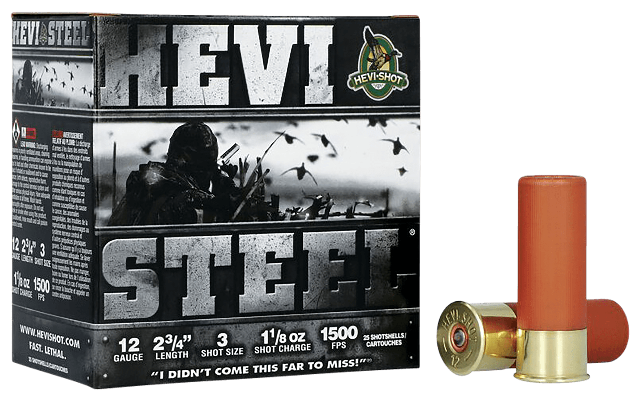 HEVI-Shot HS61223 HEVI-Steel 12Gauge 2.75" 1 1/8oz 3Shot 25 Rounds