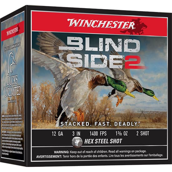 Winchester Blind Side 2 12 Gauge Hex Steel Shot 602 Grain 25 Rounds