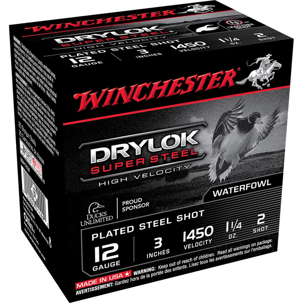Winchester Drylok High Velocity 12 Gauge Plated Load 1 1/4 Ounce 2 Shot 25 Rounds