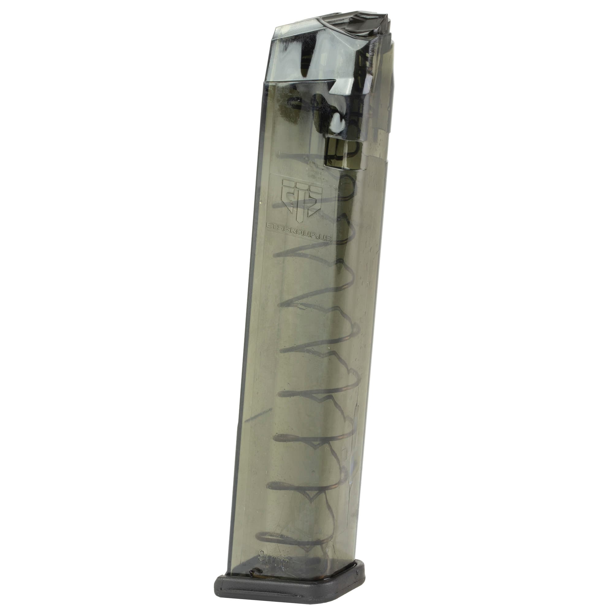 ETS Group 27rd Extended Pistol Magazine 9mm Luger Compatible with Glock 17 19 26 Smoke