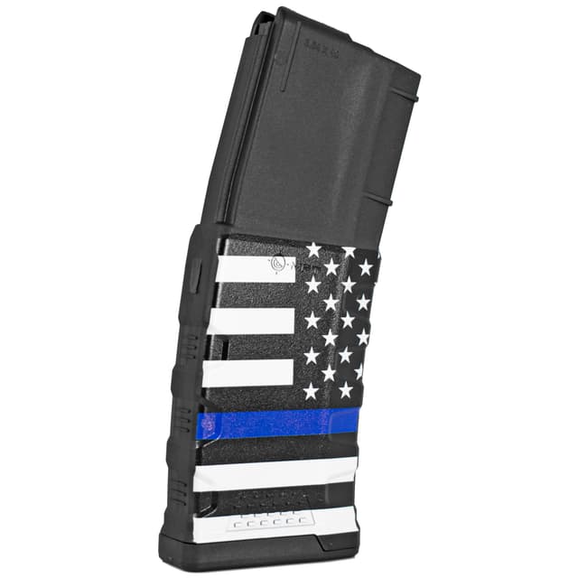 Mission First Tactical Extreme Duty Polymer Magazine 30rd 5.56x45mm NATO AR-15 M4 Blue Line Flag