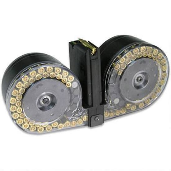 RWB Rwb Dual Drum Mag AR15 100rd Clear Front Polymer 5.56 NATO .223 Remington