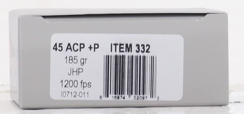 UNDERWOOD 45 ACP +P 185GR JHP