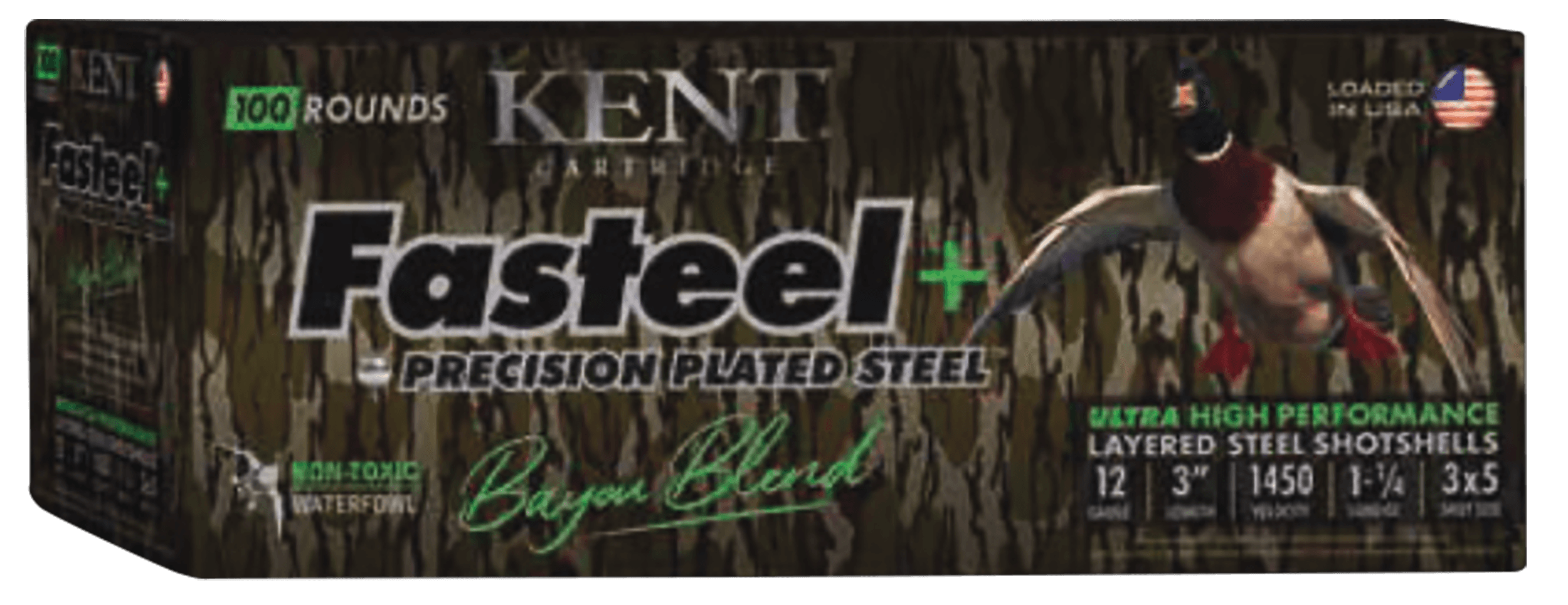 Kent Cartridge CC123FSP363X5 Fasteel + Precision Steel Sports South Exclusive Bayou Blend 12Gauge 3" 1 1/4oz 3x5Shot 200 Rounds