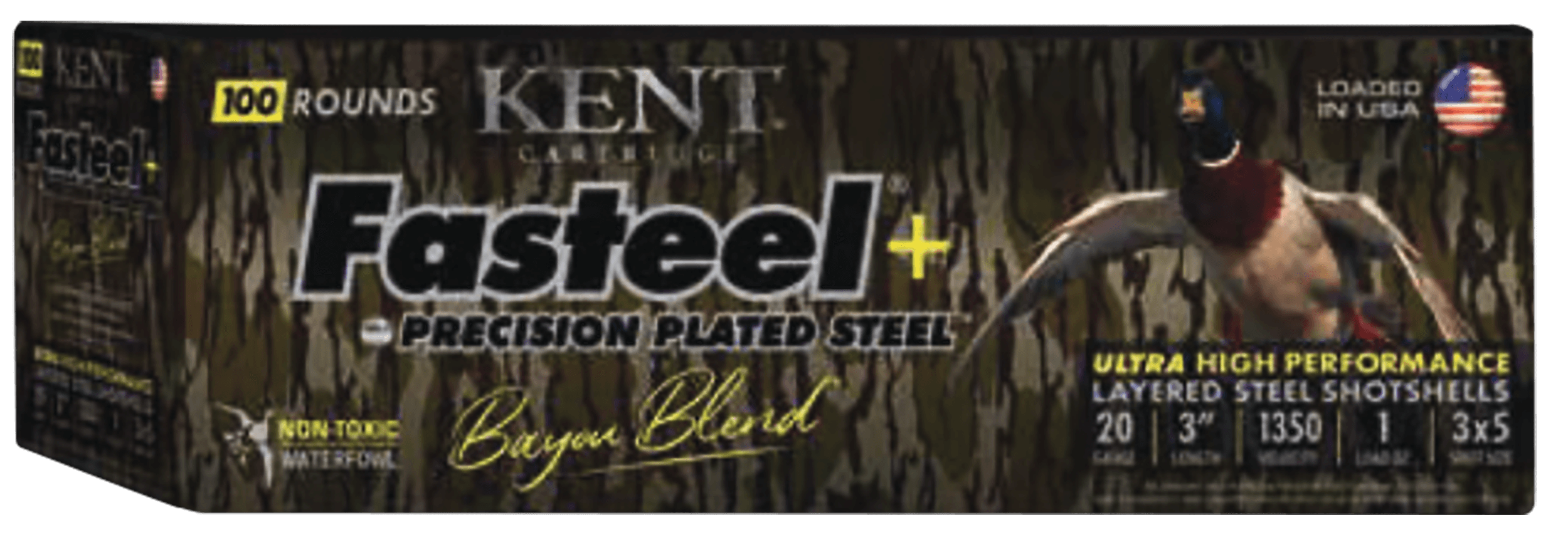 Kent Cartridge CC203FSP283X5 Fasteel + Precision Steel Sports South Exclusive Bayou Blend 20Gauge 3" 1oz 3x5Shot 200 Rounds