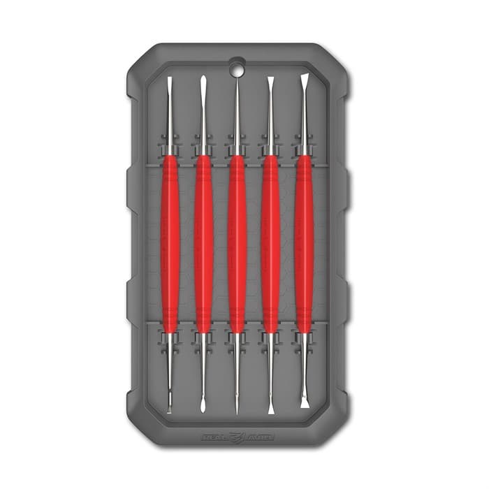Real Avid AVAGSPS Accu-Grip Steel Picks Red Rubber Overmold Handle 5 Pieces