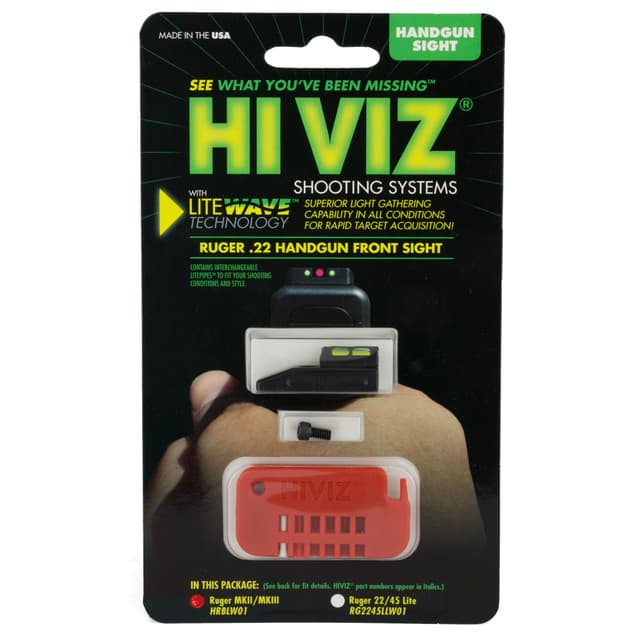 Hiviz LiteWave Front Sight Ruger MK I II III IV Buck Mark Green Fiber Optic