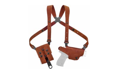 Galco CL2224 Classic Lite 2.0 Shoulder System Fits Chest Up To 56", Natural Leather, Compatible w/Glock 17/19/Glock 22 Gen2-5, Right Hand *Worn, Missing Mag Carrier