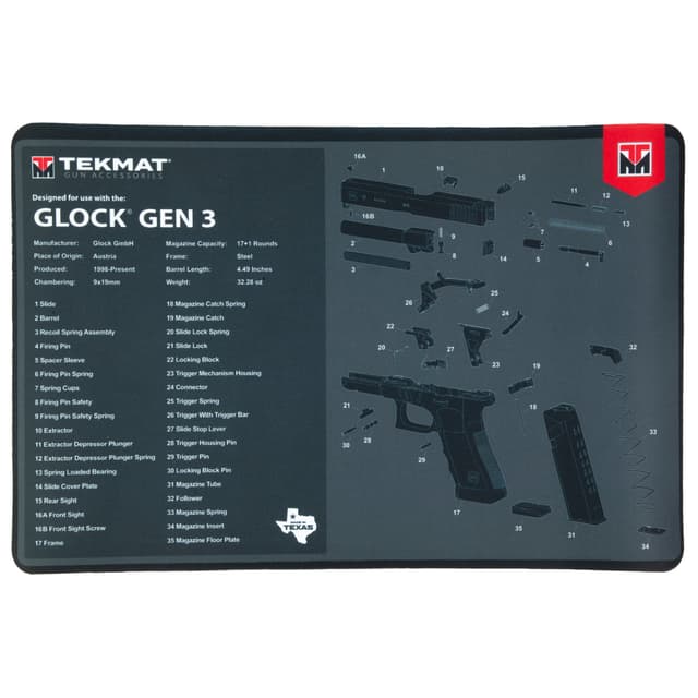 TekMat TEKR17GLOCKG3 Glock Gen 3 Glock Gen3 Parts Diagram 11" x 17"