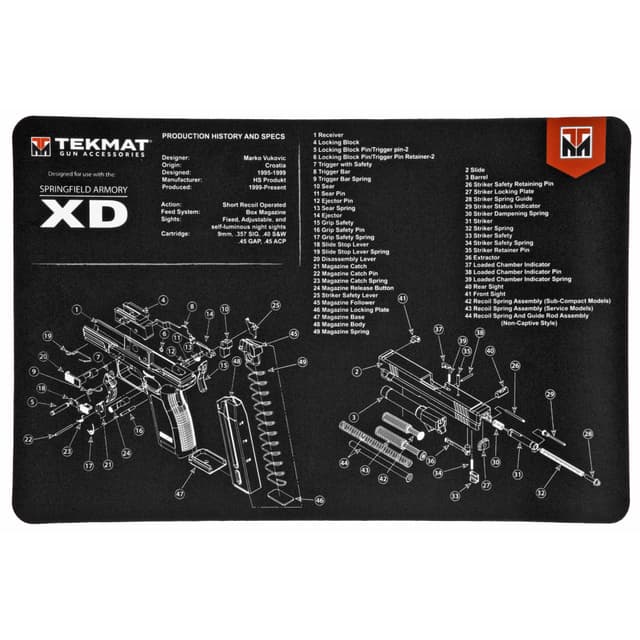 TekMat TEKR17XD Springfield Armory XD Cleaning Mat Springfield XD Parts Diagram 11" x 17"