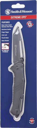 Smith & Wesson Extreme Ops Folding Knife 3-1/2" Tanto Blade Black with Glass Breaker