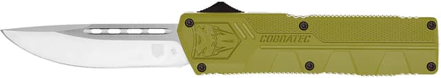 CobraTec Knives ODCTLWDNS Lightweight 3.25" OTF Drop Point Plain D2 Steel Blade/OD Green Aluminum Handle Includes Pocket Clip