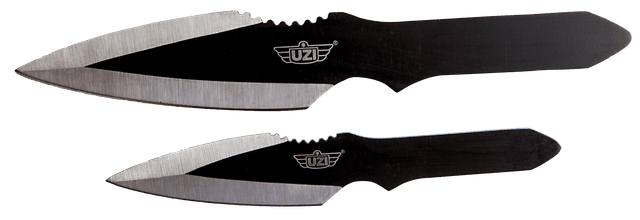 Uzi Accessories UZKTRW002 Throwing Knives Fixed Spear Point Plain Black Stainless Steel Blade Black Stainless Steel Handle Includes