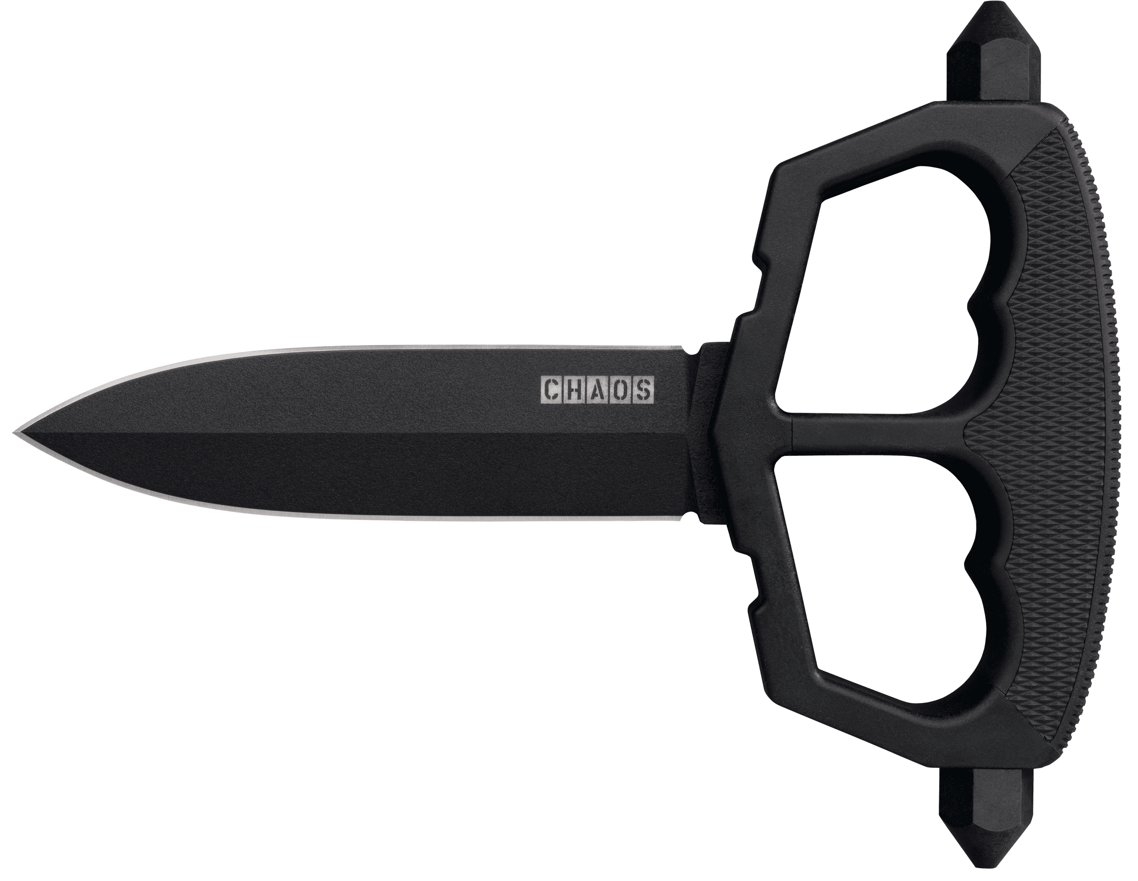 Cold Steel CS80NT3 Chaos Push Knife 5" Fixed Plain Black Matte Powder Coat SK-5 Steel Blade/ Black w/D-Guard Handle Griv-Ex w/Overmold Kray-Ex Handle Includes Belt Loop/Sheath