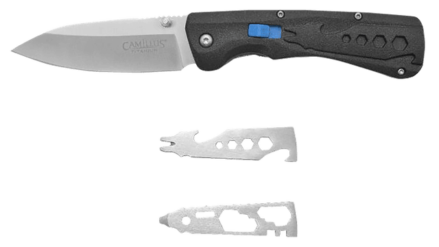 Camillus 19368 Inject 3.25" Folding Drop Point Silver Carbonitride Titanium D2 Steel Blade, Black Textured Carbon Fiber Handle