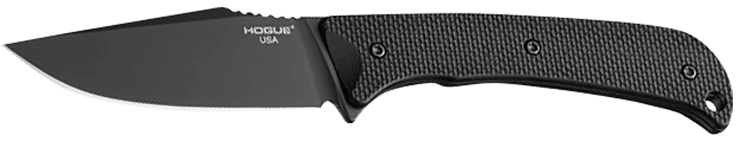 Hogue 35869 Extrak 3.30" Fixed Clip Point Plain Black Cerakote CPM M4 Tool Steel Blade, Black Textured G10 Scales Handle