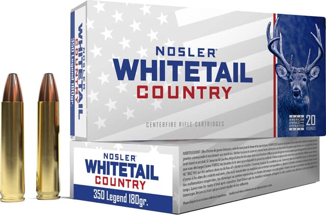 Nosler Whitetail Country 350 Legend Solid Base 180 Grain 20 Rounds