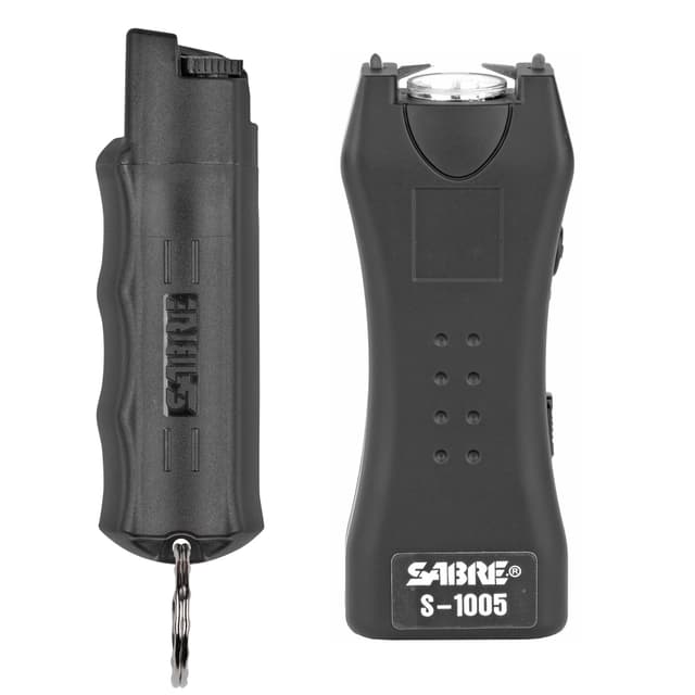 Sabre S7BHCBK Multi-Range Protection Pack Black Plastic 1.6 uC Pain Rating Includes Pepper Spray/Stun Gun w/Flashlight