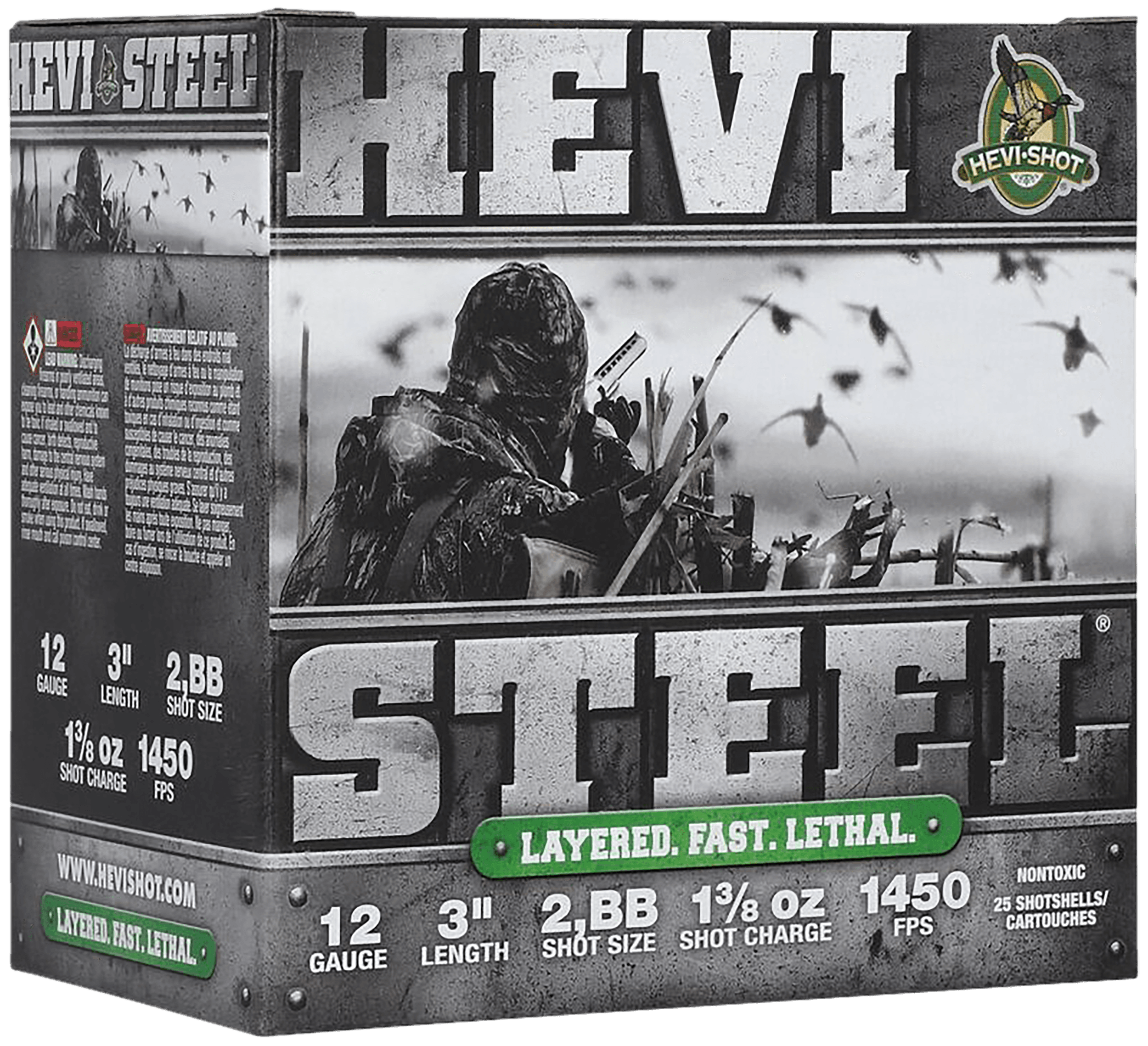 HEVI-Shot HS60288 HEVI-Steel Waterfowl 12Gauge 3" 1 3/8oz 2/BBShot 25 Per Box/10 Case