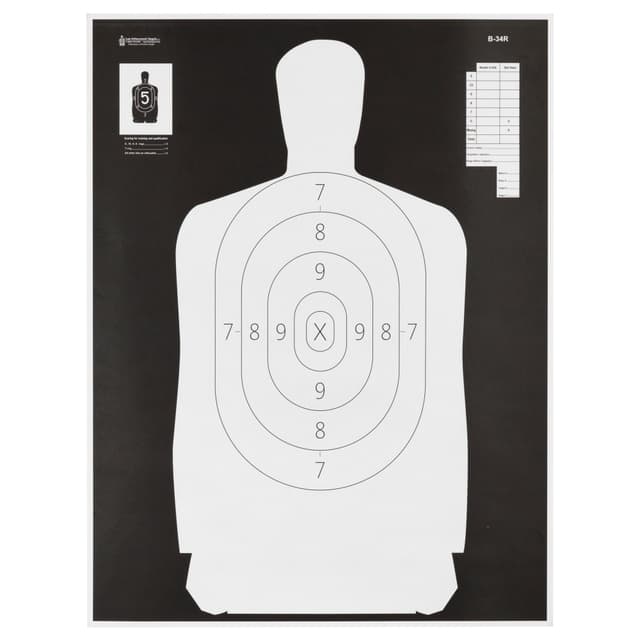 Action Target B34R100 Qualification Reverse Silhouette Paper Hanging 25 yds 17.50" x 23" Black/White 100 Per Box