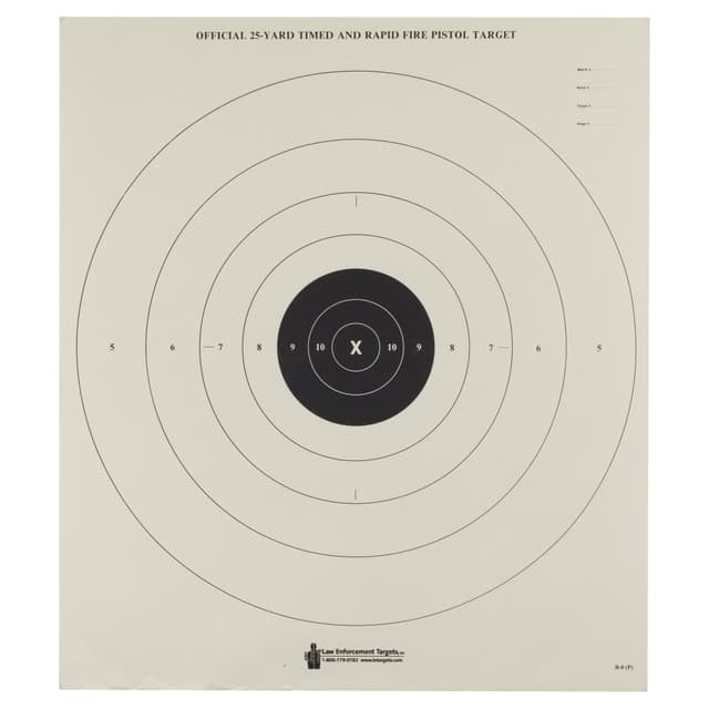 Action Target B8100 Competition NRA Time & Rapid Fire Bullseye Heavy Paper Hanging 25 yds Handgun 21" x 24" Black/White 100 Per Box