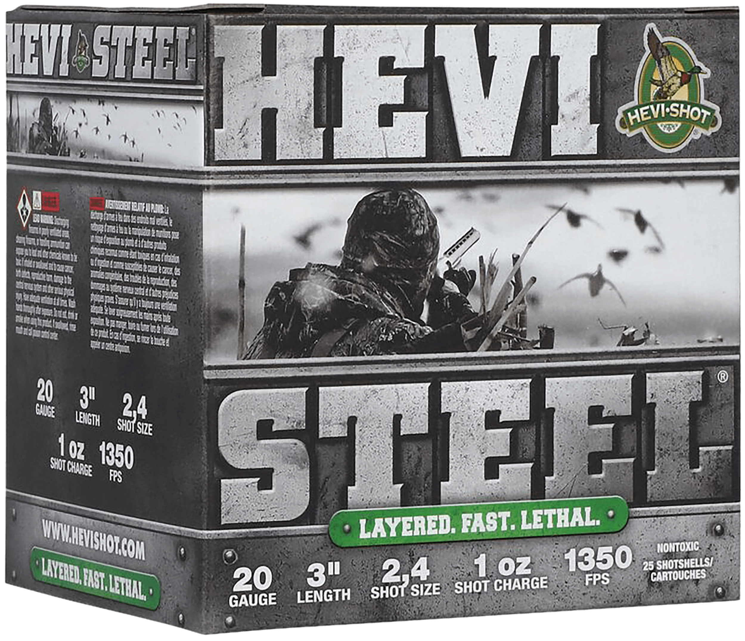 HEVI-Shot HS62024 HEVI-Steel Waterfowl 20Gauge 3" 1oz 2/4Shot 25 Per Box/10 Case
