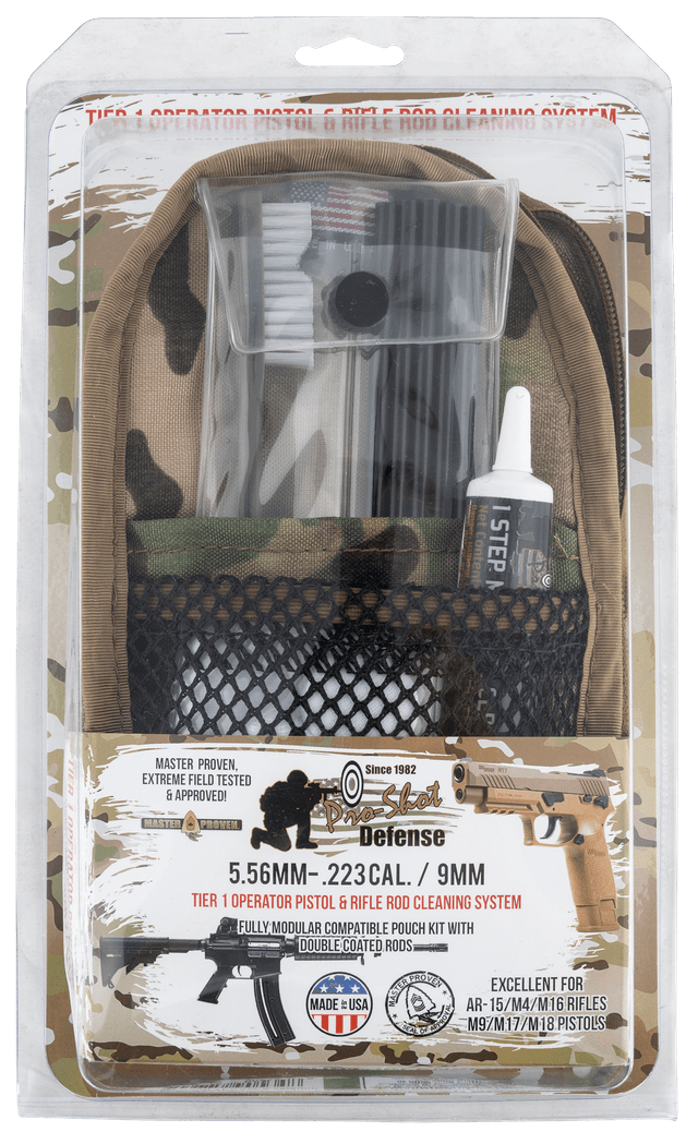 Pro-Shot MMULTICAM5569MM Rod Cleaning System Multi-Caliber Pistol/Rifle Multi-Camo Pouch Case