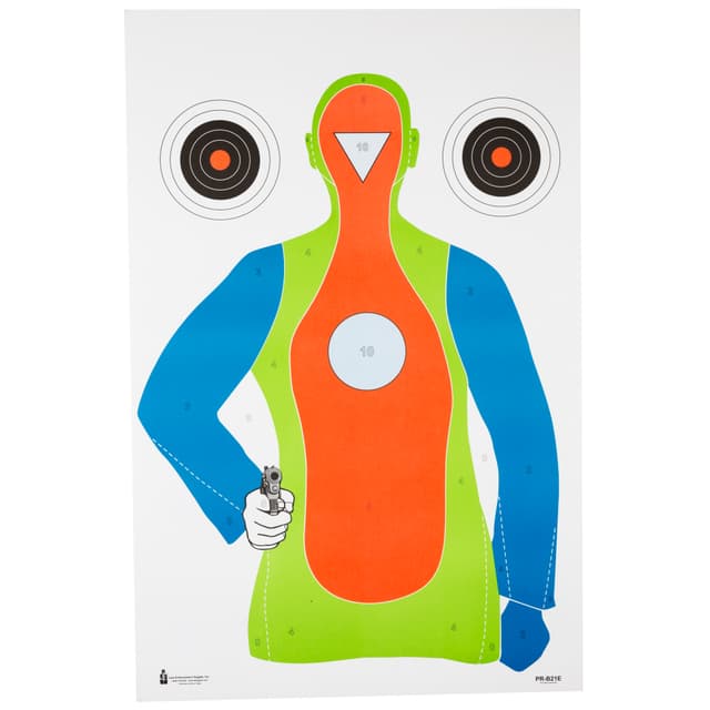 Action Target PRB21E100 Qualification High Visibility Fluorescent Silhouette Paper Hanging 23" x 35" Multi-Color 100 Per Box