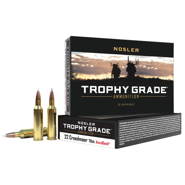 Nosler Trophy Grade TGA 22 Creedmoor AccuBond Boat Tail 70 Grain 20 Rounds