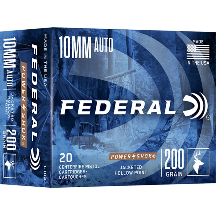 Federal Power-Shok 10mm Jacketed Hollow Point 200 Grain 20 Rounds