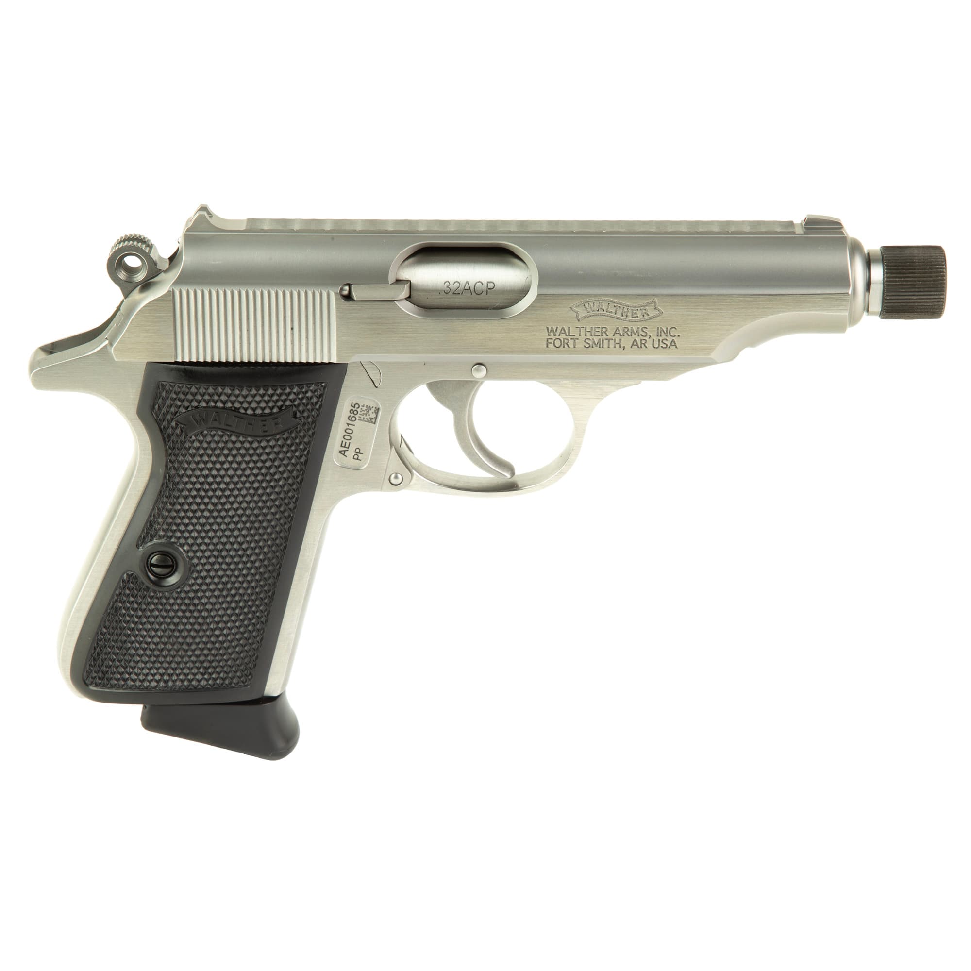 Walther PP SD Pistol 32 ACP 3.9" Stainless Threaded Barrel 8 rd.