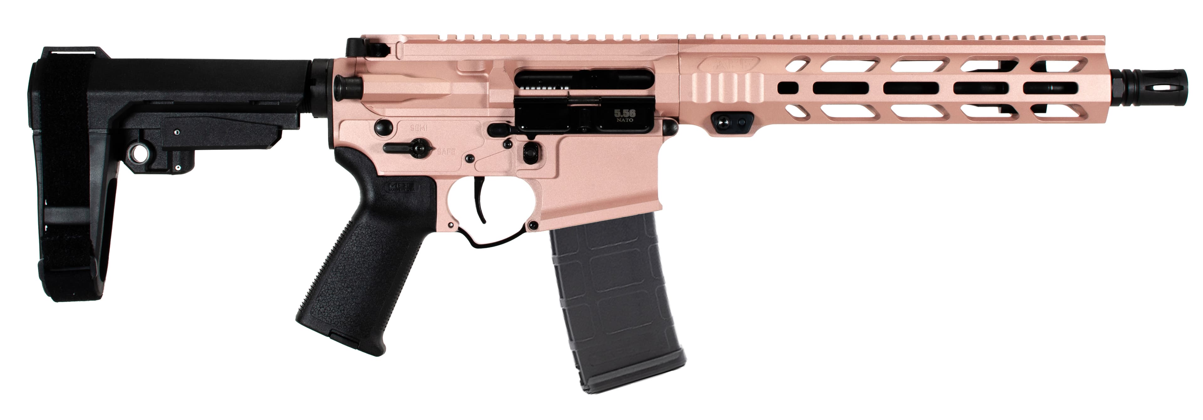 Alex Pro Firearms APF 5.56 Pistol 2.0 5.56 NATO 10.5in Rose Gold Cerakote SBA3