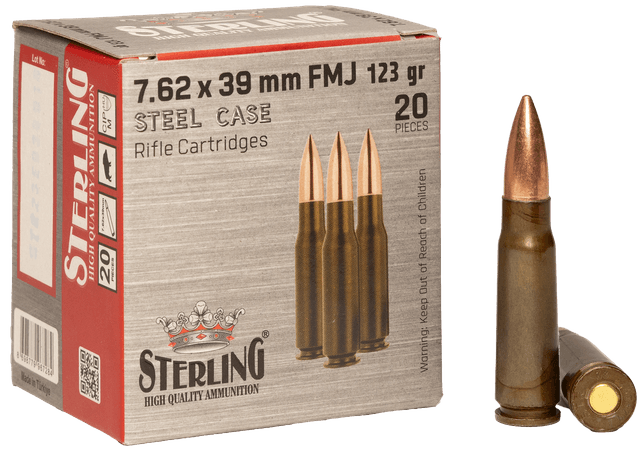 Sterling 8698779967284 7.62x39mm 123gr Full Metal Jacket 20 Per Box/50 Case